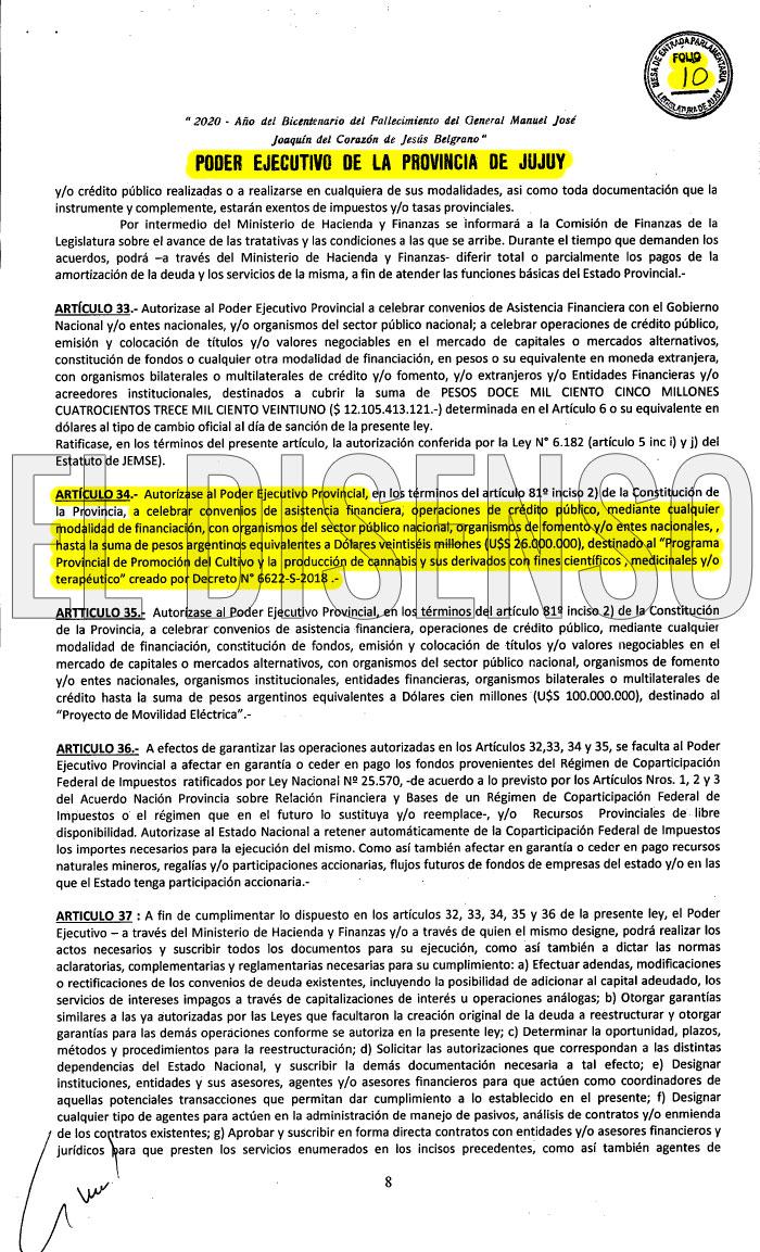 Captura El Disenso Presupuesto 2021 Jujuy Cannabis