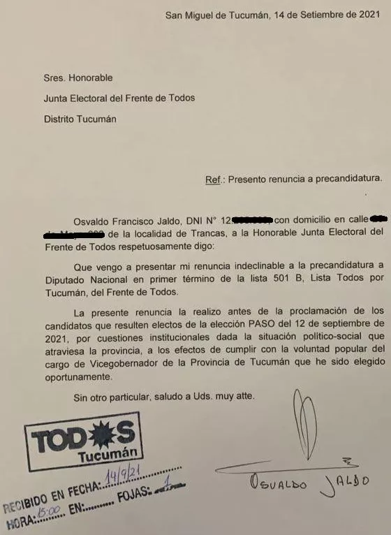 Osvaldo Jaldo-renuncio-precandidatura