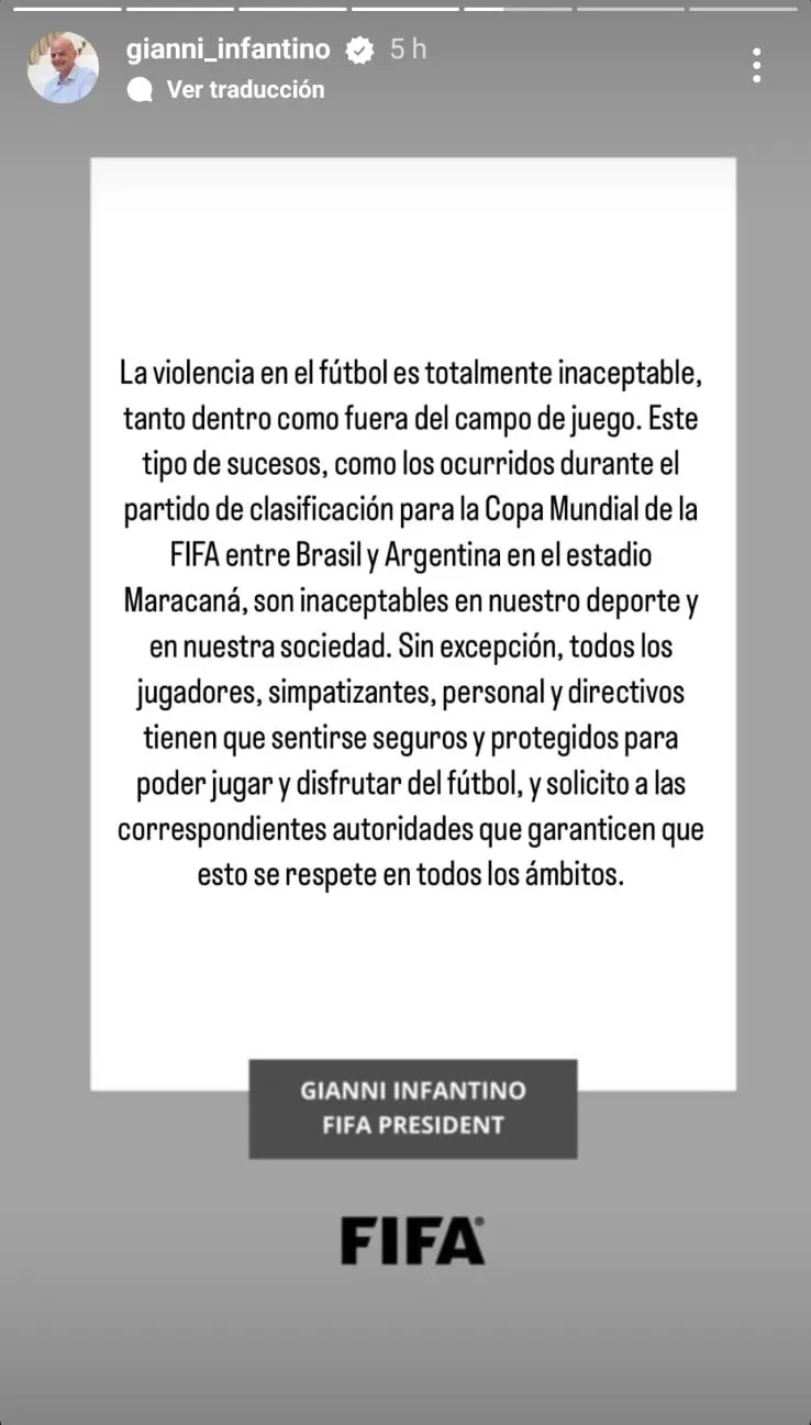 Comunicado Infantino 