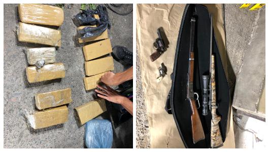 Drogas y armas halladas en un domicilio lindero al del agresor