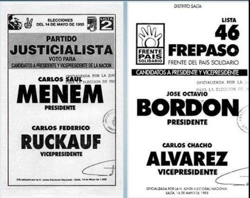 1995: Menem 49,94% - Bordón 29,3%