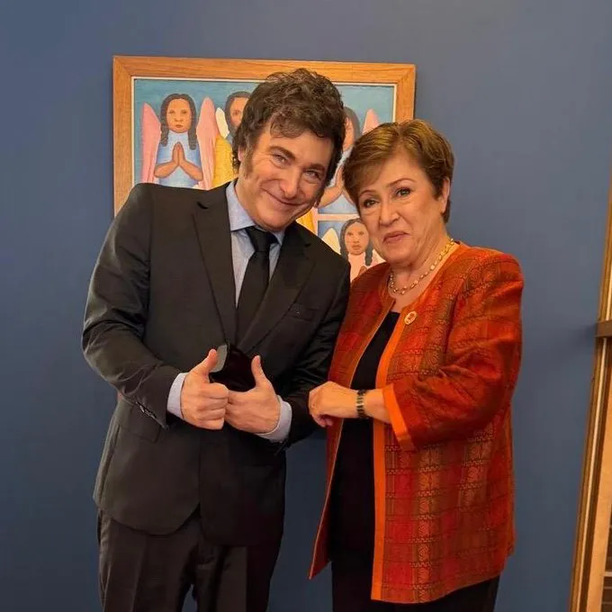 Kristalina Georgieva y Javier Milei (tomada de X @KGeorgieva)