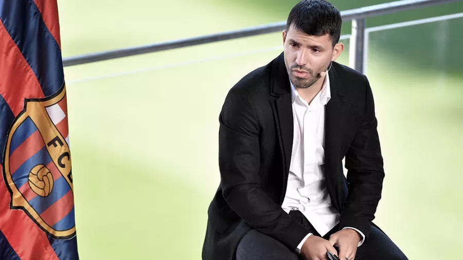 Kun Aguero en conferencia de prensa. Foto AFP