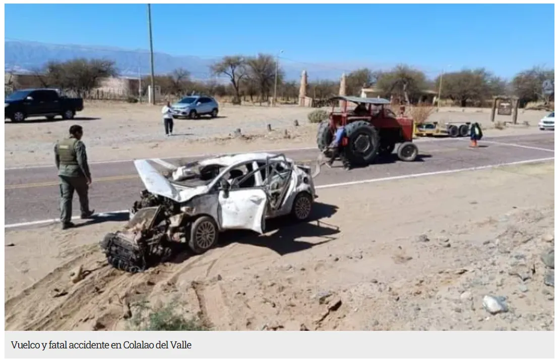 Vuelco fatal en Colalao del Valle. Tomada de Los Primeros