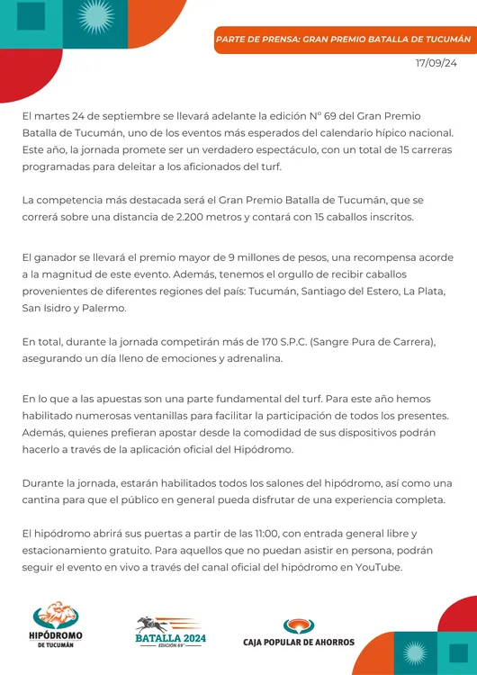 Parte de Prensa - GPBT 2024