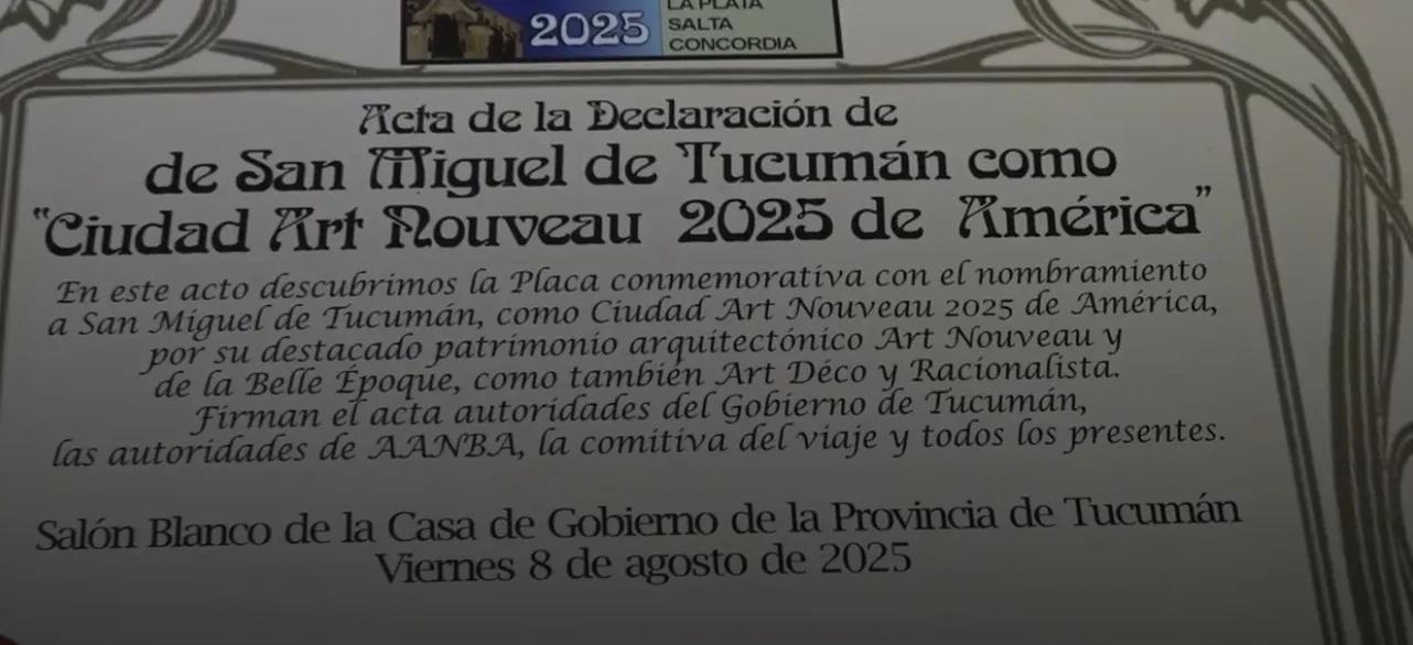 TUCUMÁN DISTINGUIDA ART NOUVEAU ARGENTINA 2025